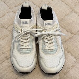 P448 White Knit Sneakers